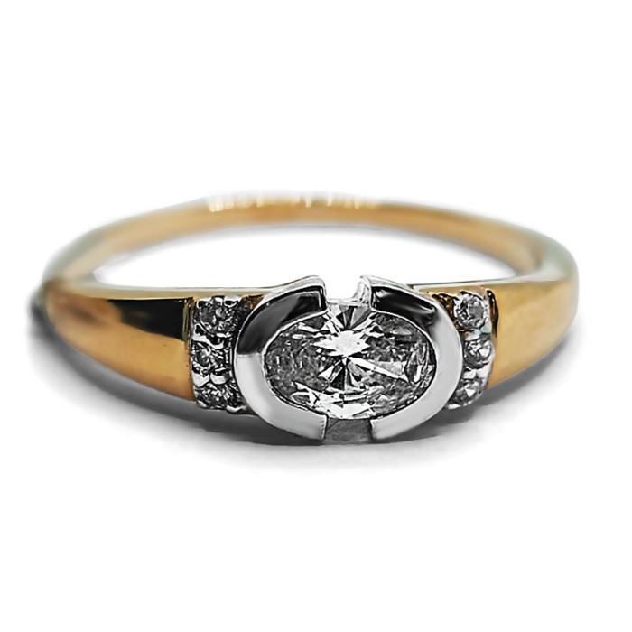 Złoty pierścionek 585 białe złoto z cyrkoniami 2,76g