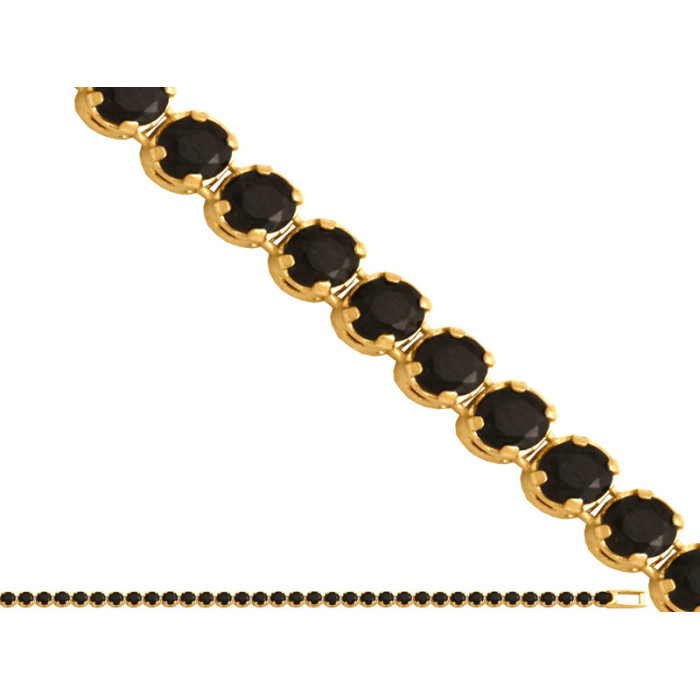 Złota bransoletka 585 rząd czarnych cyrkonii 18cm 1,80g