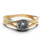 Złoty pierścionek 585 białe złoto z cyrkonią 15r
