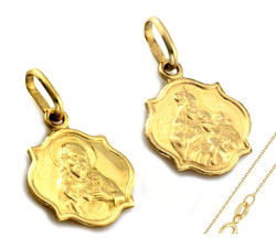 Złoty komplet biżuterii 585 szkaplerz chrzest