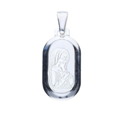 Srebrny medalik 925 blaszka Matka Boska chrzest