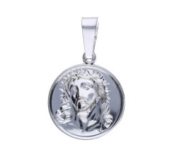 Srebrny medalik 925 Jezus w koronie chrzest
