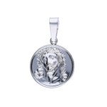Srebrny medalik 925 Jezus w koronie chrzest