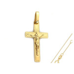 Złoty komplet biżuterii 585 krzyż z Jezusem chrzest