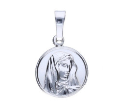 Srebrny medalik 925 okrągły Matka Boska chrzest