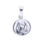 Srebrny medalik 925 okrągły Matka Boska chrzest
