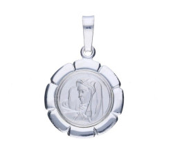 Srebrny medalik 925 z Matką Boską okrągły Chrzest