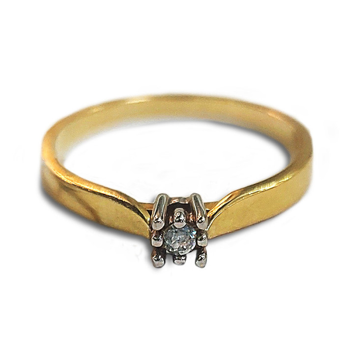 Złoty pierścionek 585 zaręczynowy z małym oczkiem 1,63 g