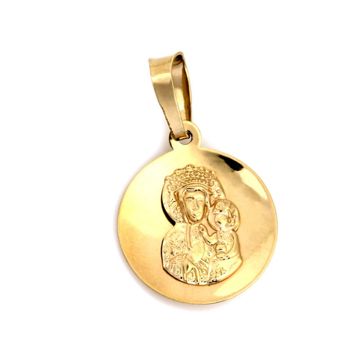 Złoty medalik 333 okrągła z Matką Boską Chrzest 0,79g