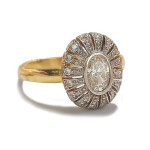Złoty pierścionek 585 markiza z białymi cyrkoniami 3,16 g