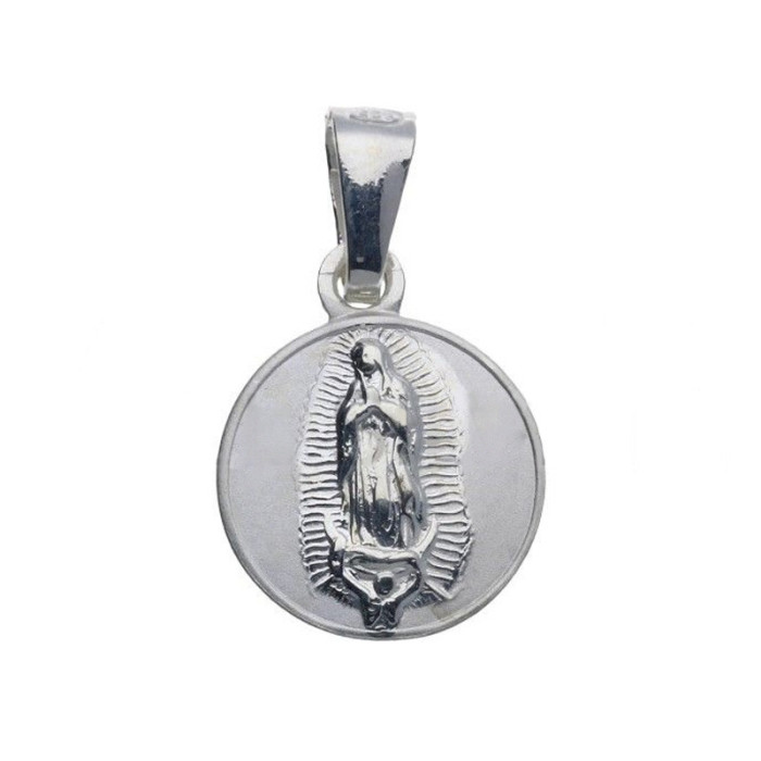Srebrny medalik 925 okrągły Matka Boska  chrzest