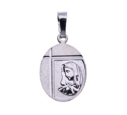 Srebrny medalik 925 owalny Matka Boska chrzest