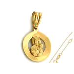Złoty komplet biżuterii 585 medalik Matka Boska