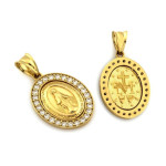 Złoty komplet biżuterii 375 szkaplerz cyrkonie chrzest komunia