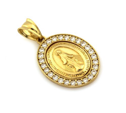 Złoty komplet biżuterii 375 szkaplerz cyrkonie chrzest komunia