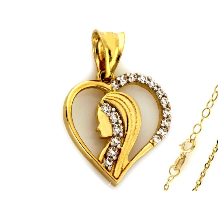 Złoty komplet biżuterii 375 serce Matka Boska chrzest komunia