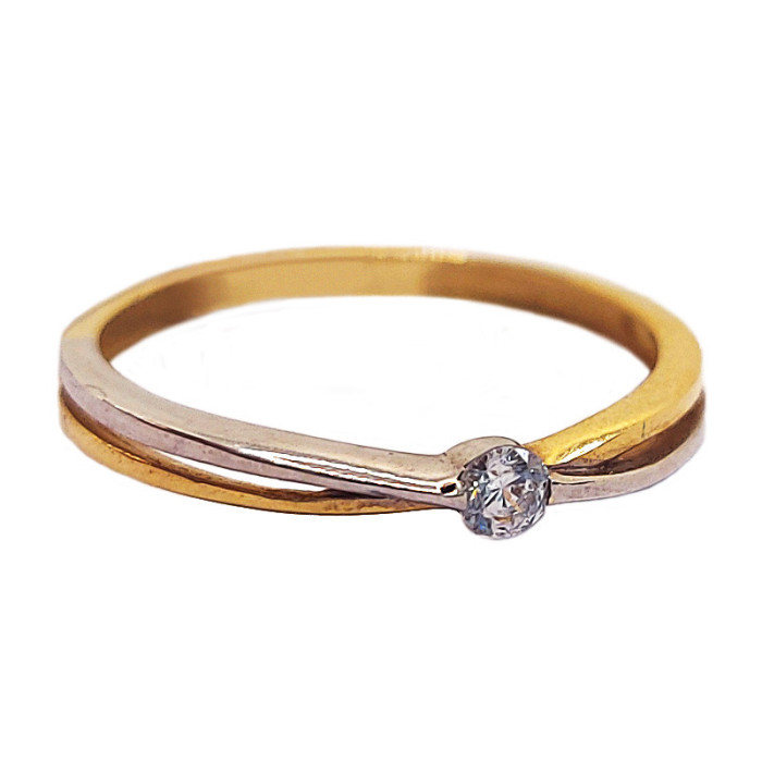 Złoty pierścionek 585 zaręczynowy oczko z cyrkonii