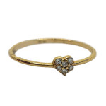 Złoty pierścionek 585 delikatne serce z cyrkonią 0,5 g