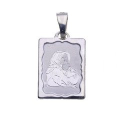Srebrny medalik 925 prostokąt Matka Boska chrzest