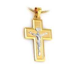 Złoty krzyż 585 z Jezusem w białym złocie 14kt