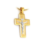Złoty krzyż 585 z Jezusem w białym złocie 14kt
