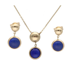 Złoty komplet biżuterii 585  Lapis-Lazuli owale 5,32g
