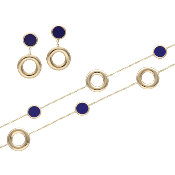 Złoty komplet biżuterii 585  Lapis-Lazuli ringi 12,72g