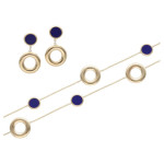 Złoty komplet biżuterii 585  Lapis-Lazuli ringi 12,72g