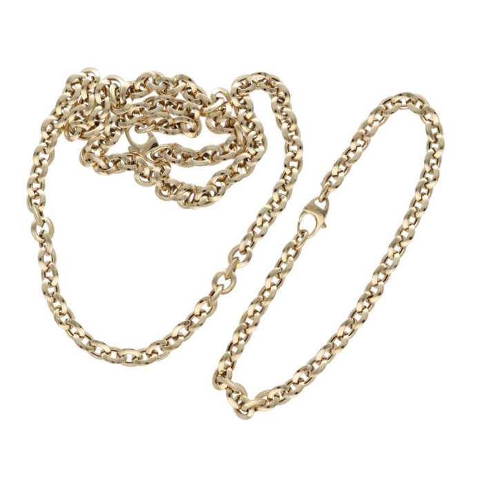 Złoty komplet biżuterii 585 łańcuszkowy splot elegancki