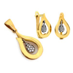 Złoty komplet biżuterii 585 łezki z cyrkoniami 3,75g