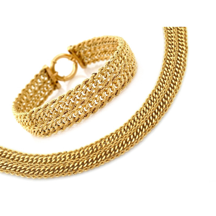 Złoty komplet biżuterii 585 łańcuszkowy splot 41,12g