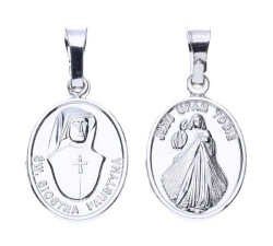 Srebrny medalik 925 szkaplerz św. Faustyna chrzest