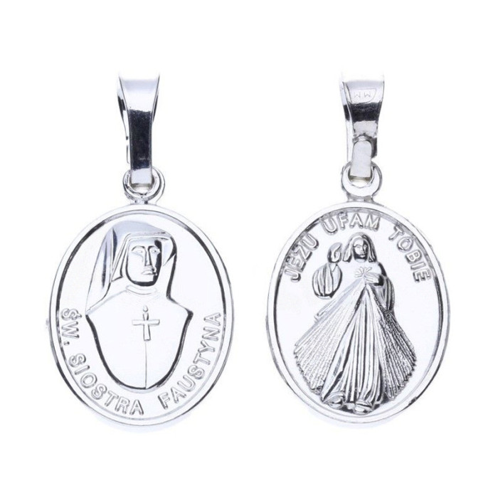 Srebrny medalik 925 szkaplerz św. Faustyna chrzest