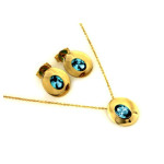 Złoty komplet biżuterii 585 niebieskie cyrkonie 5,01 g