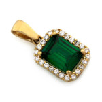 Złoty komplet biżuterii 585 prostokątne zielone kamienie