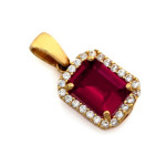 Złoty komplet biżuterii 585 prostokątne rubiny 4,8 g