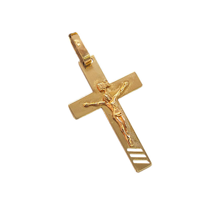 Złoty krzyżyk 585 gładki z Jezusem 1,38 g na chrzest
