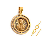 Złoty komplet biżuterii 585 Matka Boska cyrkonie chrzest