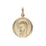 Złoty medalik 585 okrągły z Matką Boską Chrzest