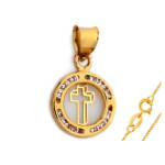 Złoty komplet biżuterii 585 krzyż z cyrkoniami