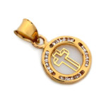 Złoty komplet biżuterii 585 krzyż z cyrkoniami