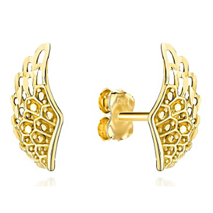 Złote kolczyki 585 małe skrzydełka anioła