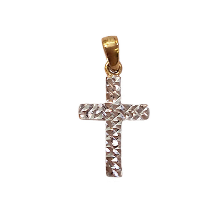 Złoty krzyż 333 diamentowany białe złoto Chrzest