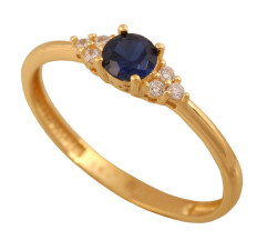 Złoty pierścionek 585 zaręczynowy z niebieskim kamieniem 1,05g
