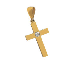 Złoty krzyż 585 gładki z cyrkonią Komunia Chrzest 1,18 g