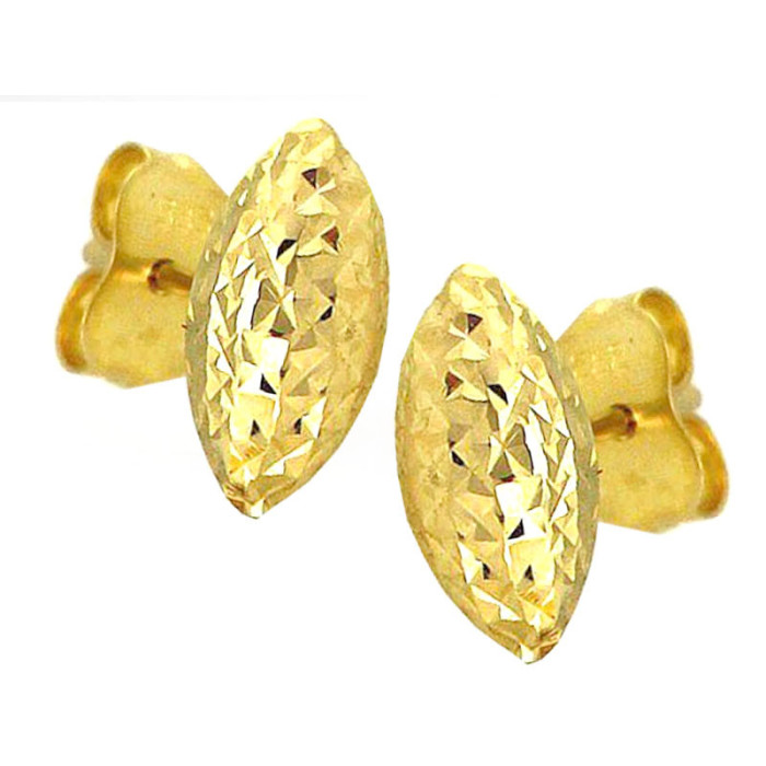 Złote kolczyki 375 diamentowane migdały 0,70g