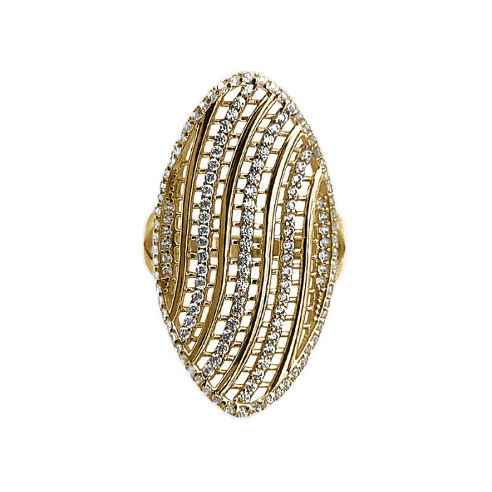Złoty pierścionek 585 z dużą ażurową ozdobą