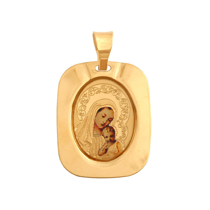 Złoty medalik 585 z Matką Boską Chrzest Komunia