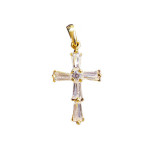 Złoty krzyż 585 z białych cyrkonii Komunia Chrzest