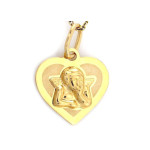 Złoty medalik 585 aniołek w sercu serduszko